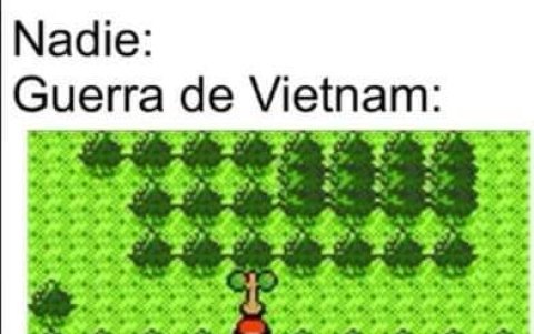 Meme con referencia a los metodos de camuflaje del ejercito vietnamita en el conflicto de 1955
