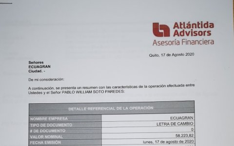 Atlántida Advisor estaba también en las operaciones con letras de cambio