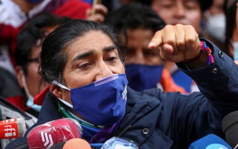 En la imagen, el indígena ambientalista y candidato presidencial ecuatoriano Yaku Pérez.