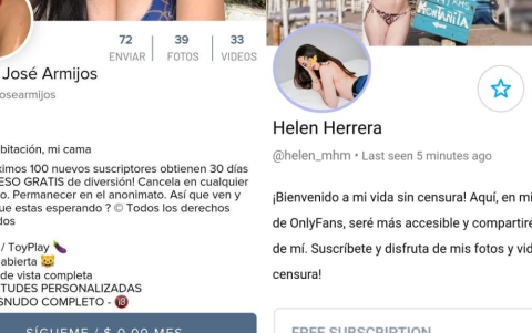 Captura de los perfiles falsos, donde usaban las imágenes de Herrera y Armijos.