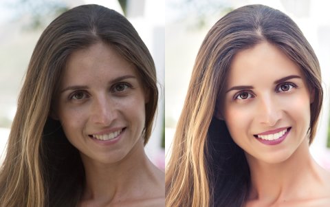 Antes y después de foto con filtro.