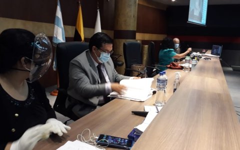 El fiscal Eduardo Díaz, de la Unidad de Fedoti, lleva adelante la exposición del dictamen contra los 16 procesados.