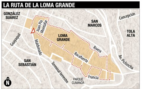 La ruta recorre todo el barrio y sus puntos emblemáticos.