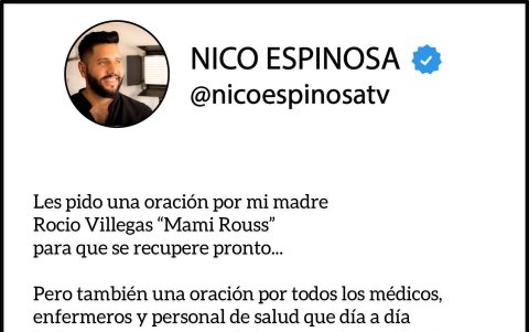 El presentador pide oraciones por ella y por el personal médico.