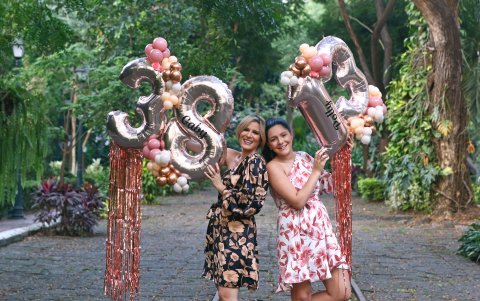 Con su hija Polly de 13 años.