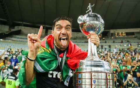 Aber Ferreira, técnico de Palmeiras, cuando ganó la Copa Libertadores.