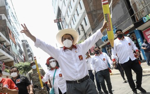 En la imagen, el candidato ultraizquierdista Pedro Castillo.