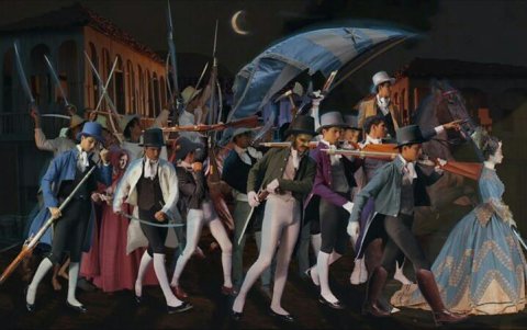 Uno de los óleos del Bicentenario, cuya ejecución se canceló.