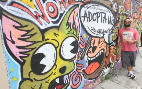 Fin. Cada mural tiene un propósito. Por ejemplo, este invita a la ciudadanía a la adopción de mascotas.