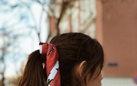 Coleta con una bandana.