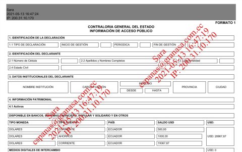 Datos. En el documento que llegó al correo electrónico se habían borrado los datos y el cargo.