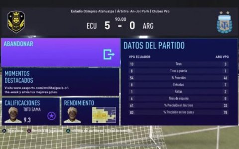 Las estadísticas de la final de vuelta.