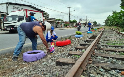 Los neumáticos que son parte del entorno fueron donadas por las vulcanizadoras del vecindario.