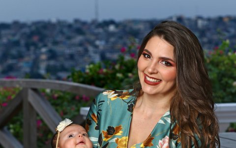 Con su hija María Romina..