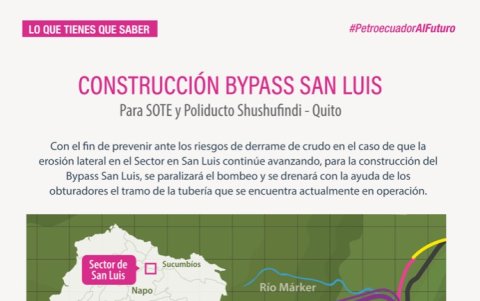 El bypass San Luis tiene el objetivo de evitar derrames de crudo en caso de que los deslizamientos avancen.