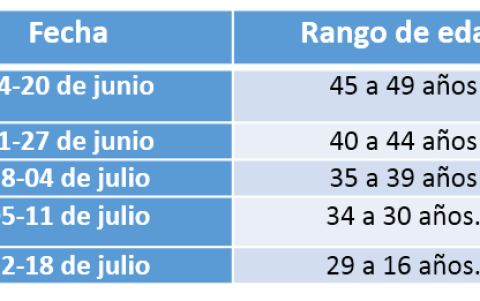 Cronograma de vacunación para personas en condiciones graves, con enfermedades crónicas o discapacidad mayor a 50%,
