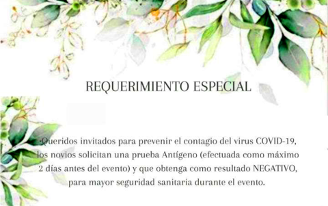 Los invitados a la celebración de un matrimonio recibieron este pedido, que iba incluido en el parte de las invitaciones