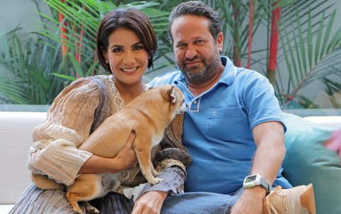 Con su esposo, Santiago Romero.