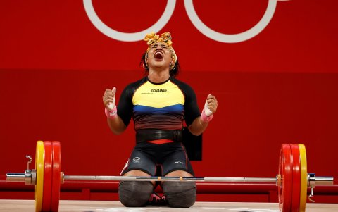 Tamara Salazar celebra eufórica en los Juegos Olímpicos de Tokio.
