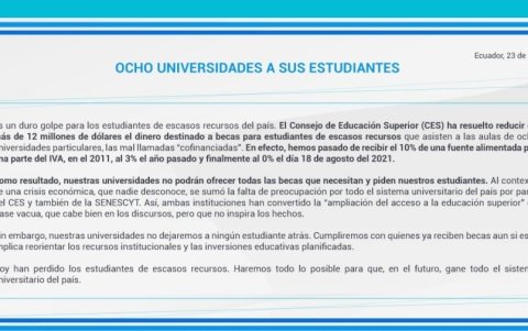 Comunicado de las universidades privadas.