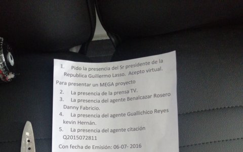 Carta del secuestrador.