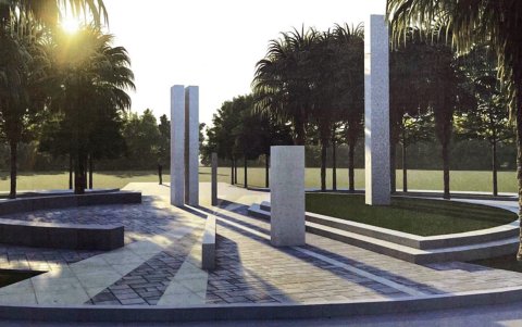 Boceto del monumento conmemorativo que se planea erigir en Filipinas.