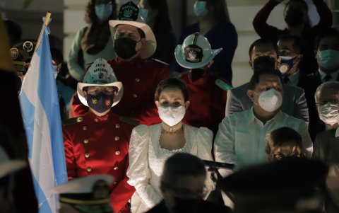 Gloria Gallardo, presidenta de la Empresa Pública Municipal de Turismo, durante el acto cívico.