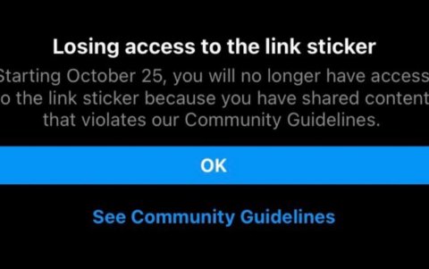 Mensaje a los usuarios de Instagram.