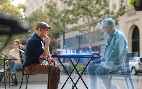 Una foto del folleto facilitada por Meta que muestra un fotograma del discurso de apertura sobre la nueva marca de la compañía anunciada por el CEO de Facebook.