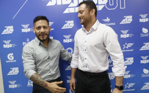 Carlos Ibañez, principal de Nova Jiu Jitsu Org. (Izq) y Fawel Abramowicz, presidente de la Asoguayas de Jiu Jitsu (der).