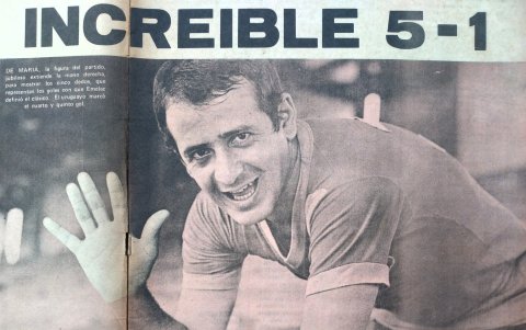 De María es recordado en el título 1972 por anotar el doblete ante Barcelona para la histórica goleada 5-1 en el ‘Clásico del Astillero'.
