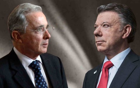 Los expresidentes de Colombia Álvaro Uribe y Juan Manuel Santos.