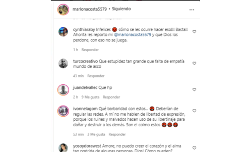 Comentarios en el perfil de Marlon.