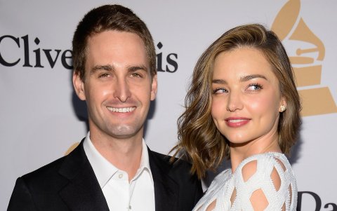 Evan Spiegel y Miranda Kerr.