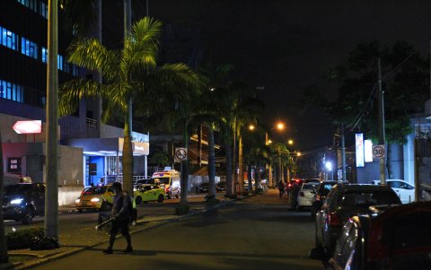 En el parterre de la calle 11 de la ciudadela Adace hay un tramo a oscuras y las ramas de palmeras tapan la luz.