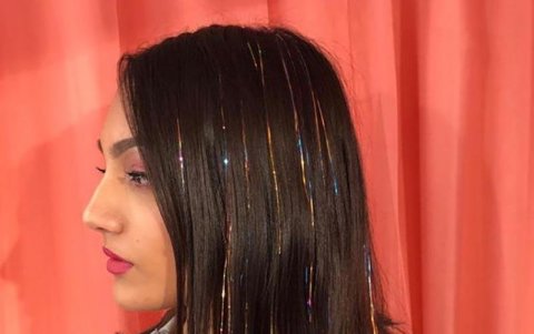 Glitter hair.