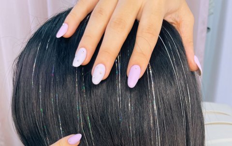 Glitter hair.