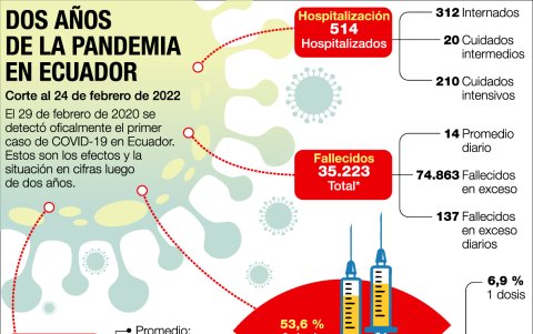 Cifras de los efectos de la pandemia en los dos años y de la situación actual en Ecuador.