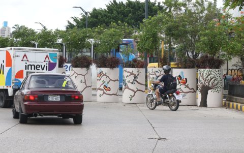 Estos maceteros están en la intersección de la Plaza Dañín con la avenida de Las Américas. Se prevén otros en arterias como Ernesto Albán, Raúl Clemente Huerta.