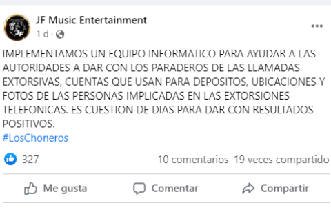 Captura de pantalla de fanpage.