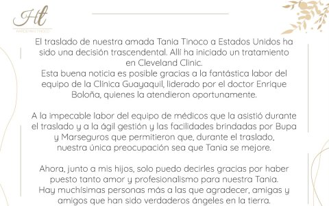 Comunicado de la familia de Tania.