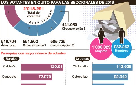 Los votantes en Quito para las elecciones seccionales de 2019.