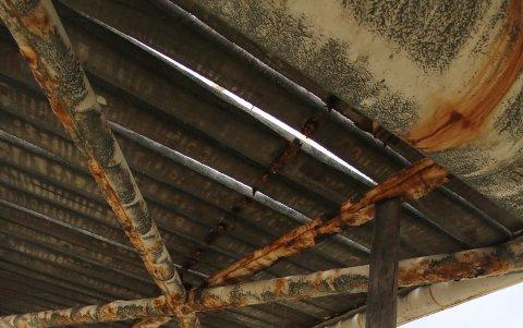 Los fierros de la parte baja del viaducto están tan oxidados que algunos hierros ya se han caído al fango.