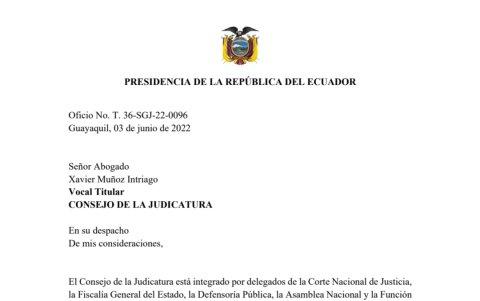 El pedido de renuncia del presidente Lasso al vocal Muñoz.