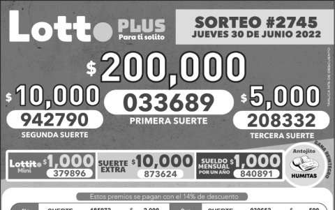 _BOLETIN LOTTO # 2745, jueves  30 DE JUNIO-2022