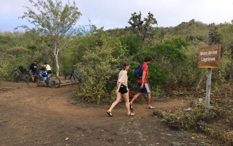 Turistas ingresan hacia el sector del Muro de las lágrimas, en la isla Isabela.