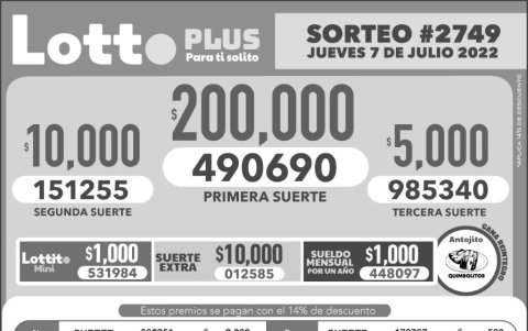_BOLETIN LOTTO # 2749, JUEVES  7 DE JULIO-2022