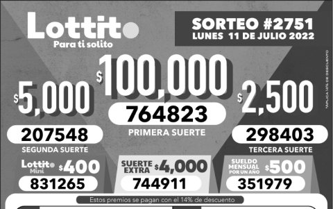 BOLETIN LOTTO 2751, LUNES 11 DE JULIO-2022