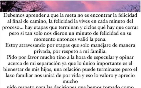 Mensaje de la expresentadora de TV.