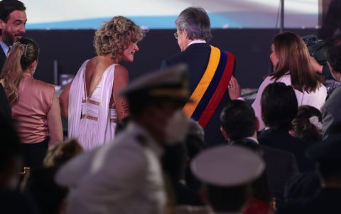 Encuentro. Cynthia Viteri y el presidente de la República, Guillermo Lasso.